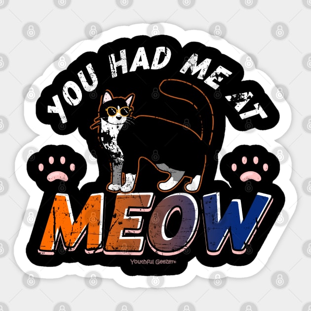 You Had Me At Meow Cat Lover Sticker by YouthfulGeezer